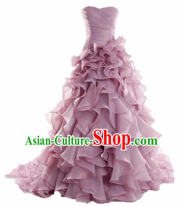 Top Grade Compere Veil Full Dress Princess Trailing Wedding Dress Costume for Women