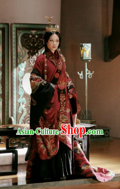 Chinese Drama The Lengend of Haolan Historical Costume Ancient Warring States Period Imperial Consort Hanfu Dress and Headpiece for Women