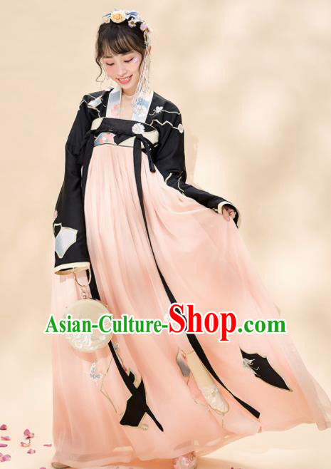 Chinese Traditional Hanfu Dress Ancient Tang Dynasty Nobility Lady Embroidered Costume for Women
