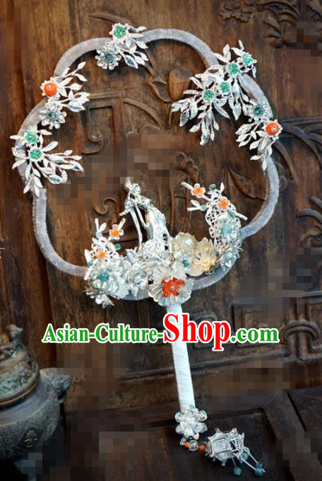 Chinese Traditional Palace Fans Ancient Queen Argent Round Fans for Women