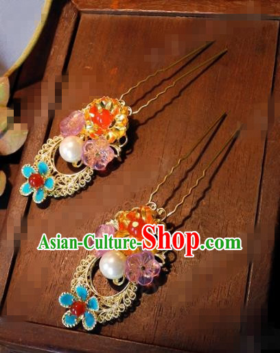 Chinese Traditional Palace Hair Accessories Hair Clips Ancient Hairpins Headwear for Women