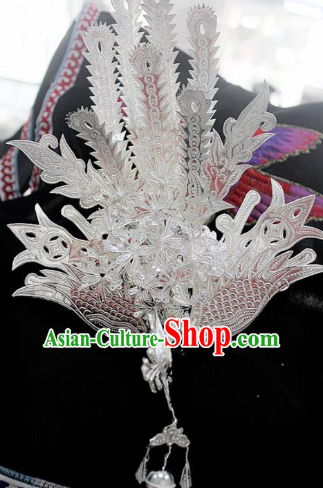 Traditional Chinese Sliver Phoenix Hair Accessories Miao Nationality Ethnic Female Hairpins for Women