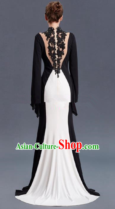 Top Grade Compere Costume Black Lace Full Dress Modern Dance Princess Wedding Dress for Women