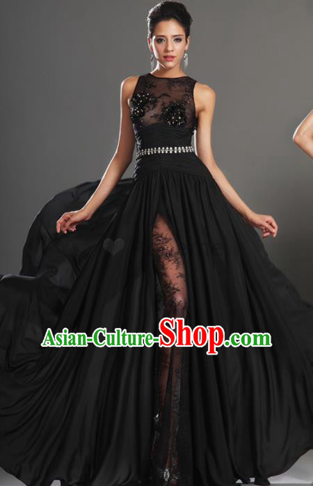 Top Grade Compere Modern Fancywork Costume Black Veil Full Dress Princess Wedding Dress for Women