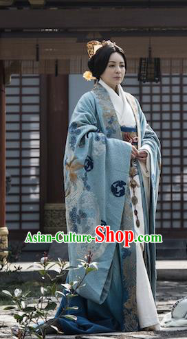 Chinese Ancient Dowager Hanfu Dress The Lengend Of Haolan Warring States Period Historical Costume and Headpiece for Women