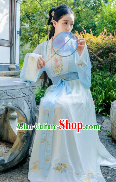 Chinese Ancient Hanfu Dress Tang Dynasty Court Lady Embroidered Historical Costume for Women