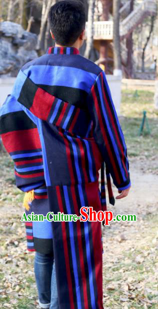 Chinese Traditional National Tibetan Robe Zang Nationality Ethnic Folk Dance Costume for Men