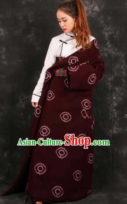 Chinese Traditional Tibetan Ethnic Bride Robe Zang Nationality Heishui Dance Costume for Women