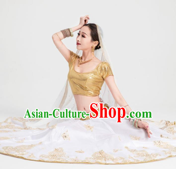 Asian India Traditional Costumes South Asia Indian Bollywood Belly Dance Golden Dress for Women