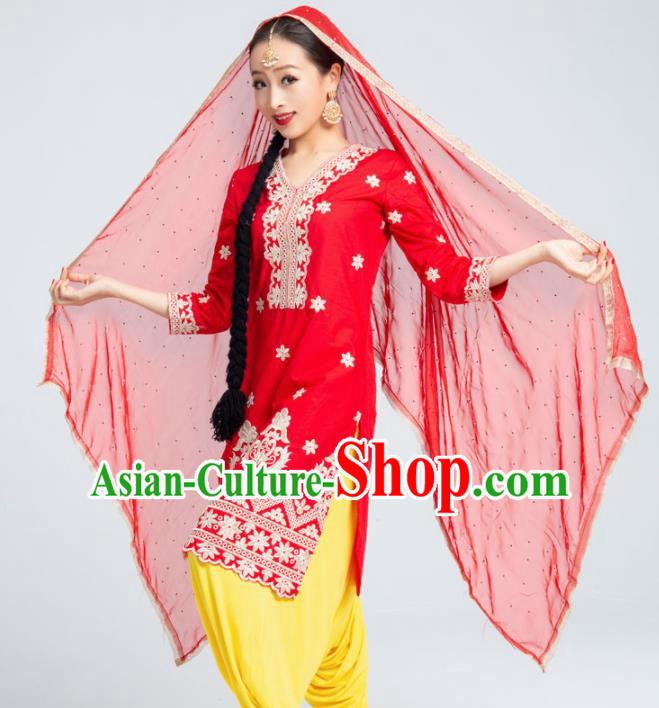 Asian India Traditional Costumes South Asia Indian Dance Red Clothing for Women