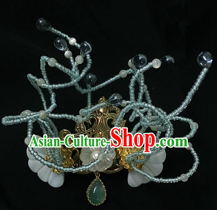Traditional Chinese Hanfu Green Agate Hair Crown Hair Accessories Ancient Imperial Consort Hairpins for Women