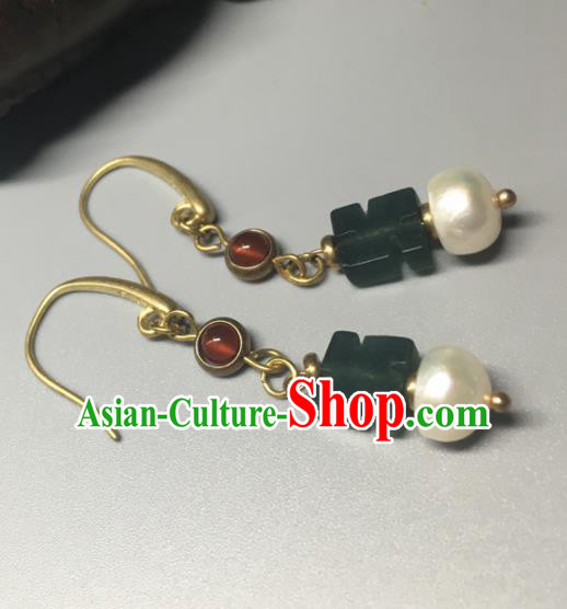 Traditional Chinese Hanfu Accessories Ancient Princess Jade Earrings for Women