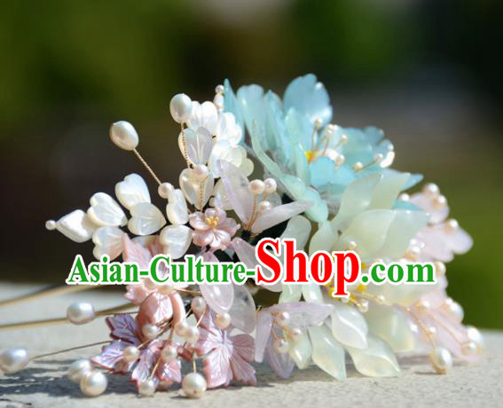 Traditional Chinese Hanfu Shell Flowers Hair Clip Hair Accessories Ancient Princess Hairpins for Women