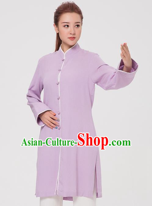 Asian Chinese Martial Arts Traditional Kung Fu Costume Tai Ji Training Purple Coat for Women
