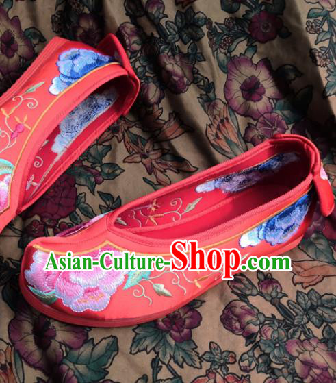 Chinese Ancient Princess Shoes Traditional Wedding Red Cloth Shoes Hanfu Shoes Embroidered Shoes for Women