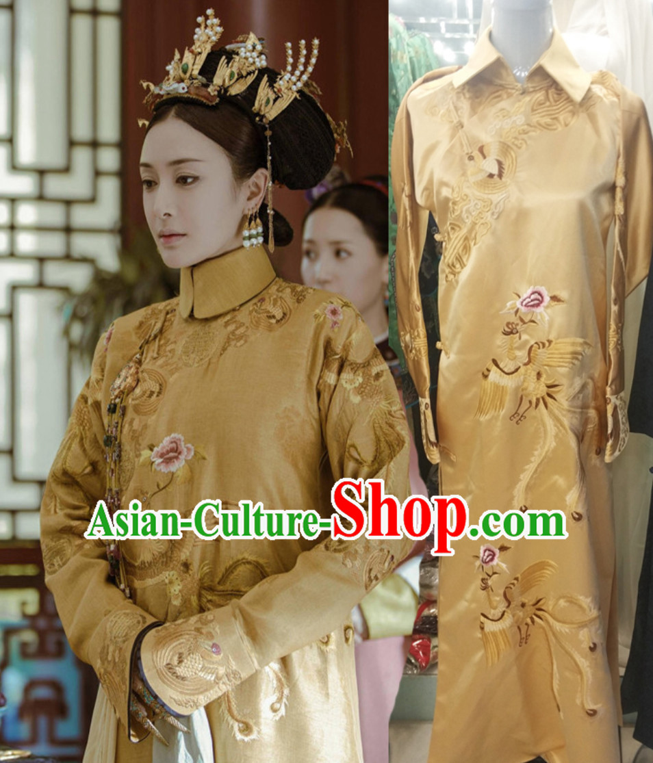 Qing Dynasty Empress Garment Long Robe Clothing for Women