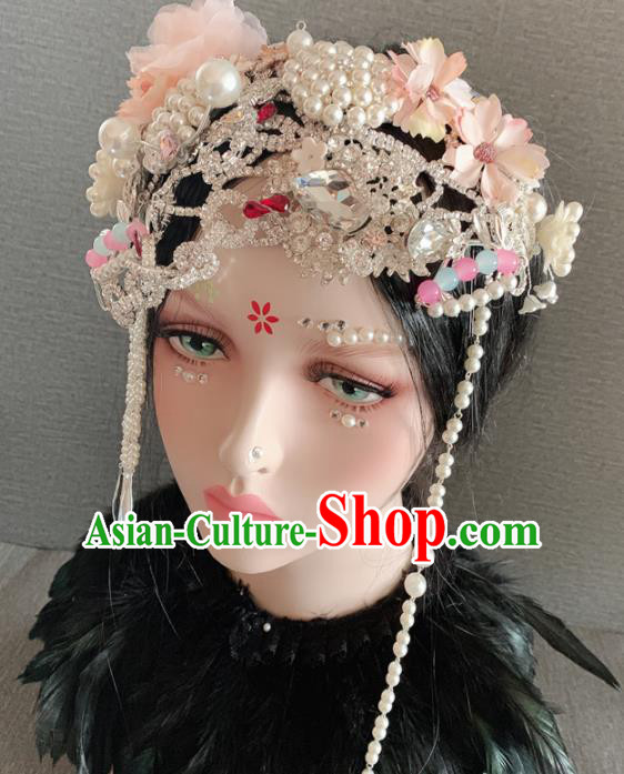 Chinese Handmade Queen Crystal Hair Accessories Halloween Modern Fancywork Headwear for Women