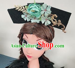 Traditional Chinese Qing Dynasty Princess Green Peony Hair Accessories Handmade Ancient Hair Clasp for Women