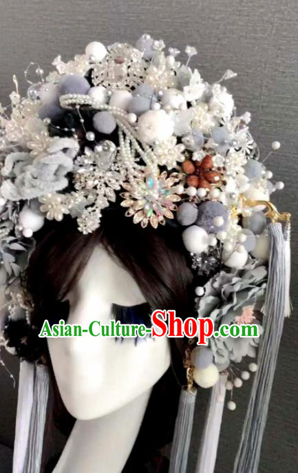 Handmade Chinese Ancient Queen Luxury Hair Accessories Halloween Modern Fancywork Headwear for Women
