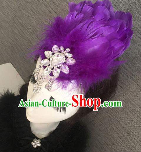 Top Grade Halloween Purple Feather Hair Stick Headwear Brazilian Carnival Hair Accessories for Women