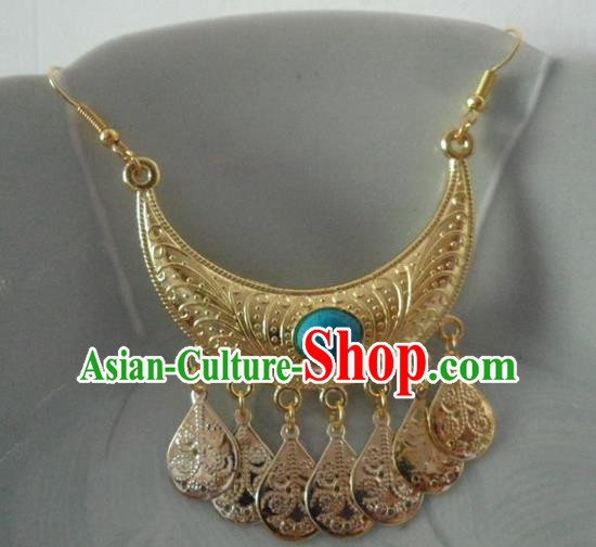 Chinese Ancient Palace Golden Eyebrows Pendant Traditional Han Dynasty Princess Hair Accessories for Women