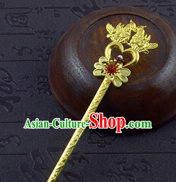 Chinese Ancient Wedding Bride Golden Mandarin Duck Hairpins Traditional Palace Hanfu Hair Accessories for Women