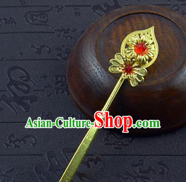 Chinese Ancient Wedding Bride Golden Hairpins Traditional Palace Hanfu Hair Accessories for Women