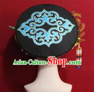 Chinese Ancient Manchu Empress Headwear Golden Phoenix Hat Traditional Qing Dynasty Queen Hair Accessories for Women