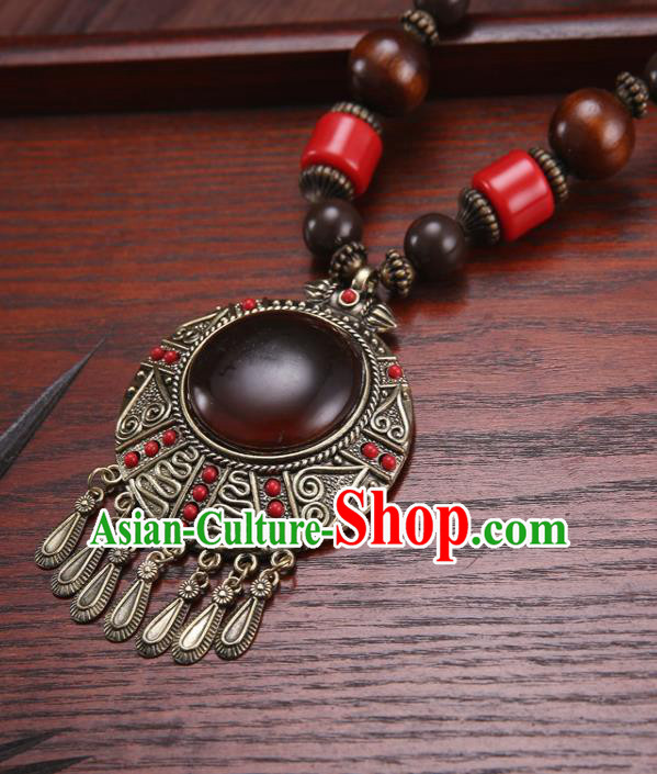 Handmade Chinese Ethnic Tibetan Necklace Traditional Zang Nationality Necklet Accessories for Women