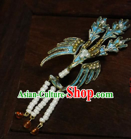 Chinese Ancient Cloisonne Phoenix Hairpins Traditional Qing Dynasty Palace Manchu Imperial Consort Hair Accessories for Women