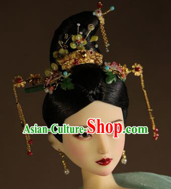Chinese Ancient Imperial Concubine Hairpins Headwear Traditional Tang Dynasty Hair Accessories for Women