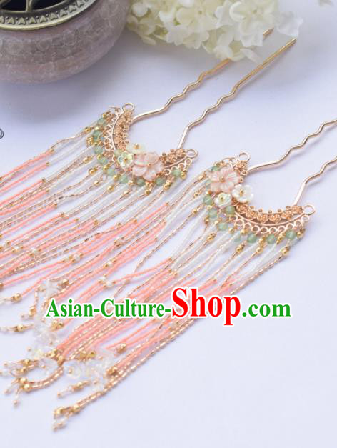 Chinese Ancient Princess Hairpins Beads Tassel Hair Clip Traditional Hanfu Hair Accessories for Women