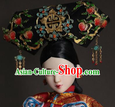 Chinese Ancient Palace Manchu Lady Headwear Traditional Qing Dynasty Imperial Consort Hair Accessories for Women