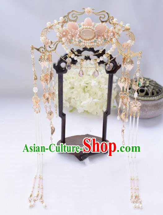 Chinese Ancient Princess Tassel Hair Crown Hairpins Traditional Hanfu Hair Accessories for Women