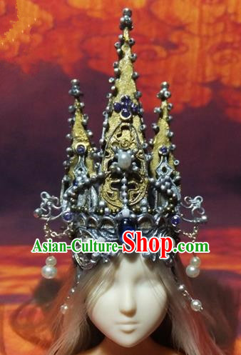 Chinese Ancient Royal Crown Hairpins Traditional Swordswoman Hanfu Hair Accessories for Women