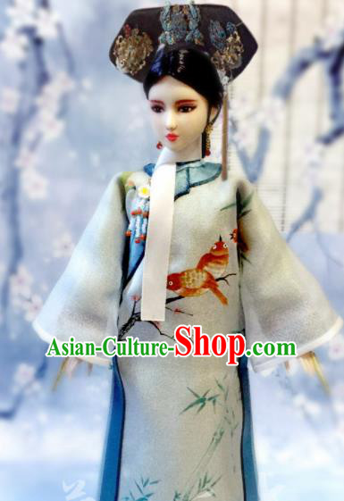 Chinese Qing Dynasty Manchu Lady Green Qipao Dress Ancient Imperial Consort Embroidered Historical Costume for Women