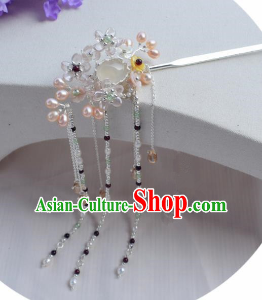 Chinese Ancient Princess Palace Pearls Tassel Hair Clip Hairpins Traditional Handmade Hanfu Hair Accessories for Women