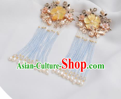 Chinese Ancient Princess Palace Yellow Shell Hair Claws Hairpins Traditional Handmade Hanfu Hair Accessories for Women