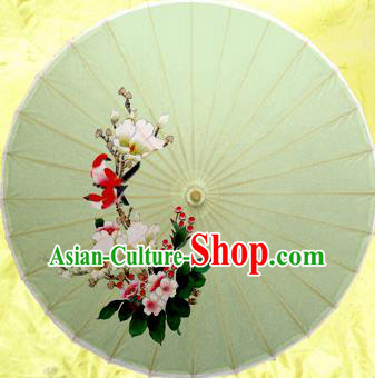 Handmade Chinese Traditional Printing Green Umbrellas Ancient Oiled Paper Umbrella