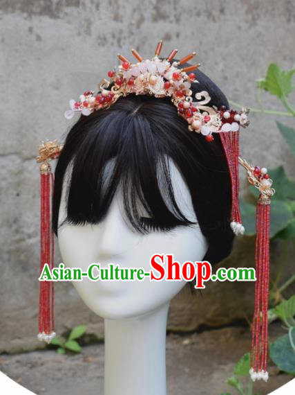 Chinese Ancient Palace Agate Hair Crown Princess Hairpins Traditional Handmade Hanfu Hair Accessories for Women