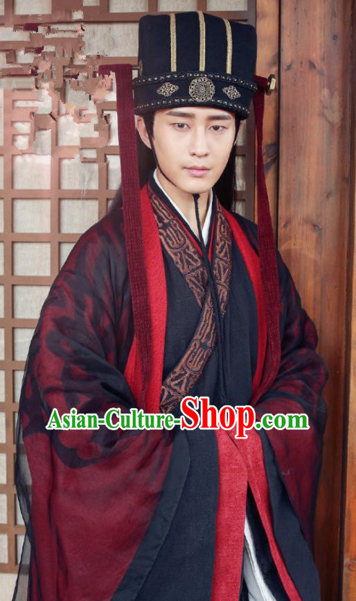 Chinese Ancient Drama Hanfu Clothing Traditional Northern and Southern Dynasties Eunuch Historical Costume and Headwear for Men