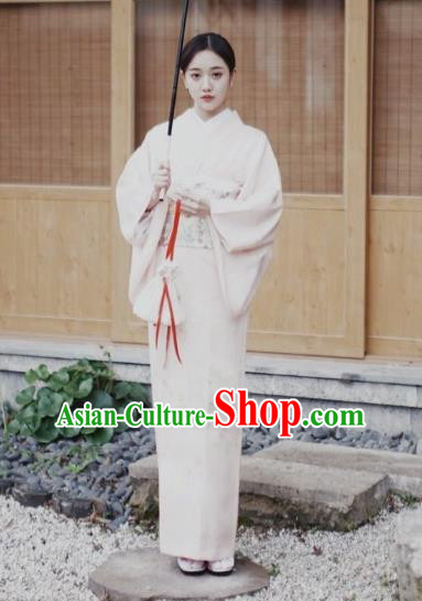 Japanese Handmade Pink Kimono Japan Traditional Yukata Dress for Women