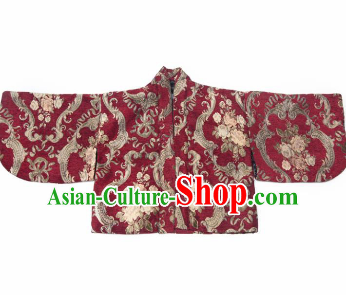 Japanese Handmade Kimono Red Embroidered Haori Costume Japan Traditional Jacket for Women