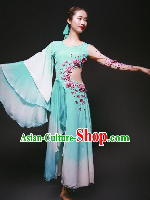 Chinese Classical Dance Stage Performance Costume Traditional Opening Dance Blue Dress for Women