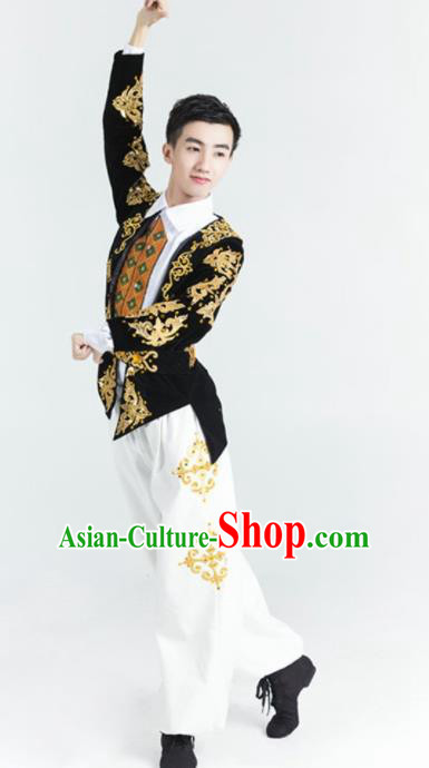 Chinese Uyghur Nationality Stage Performance Ethnic Dance Costume Traditional Uigurian Minority Folk Dance Clothing for Men