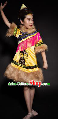 Chinese Oroqen Nationality Stage Performance Costume Traditional Ethnic Minority Clothing for Kids