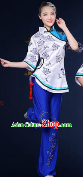 Traditional Chinese Fan Dance Clothing Folk Dance Yangko Stage Performance Costume for Women