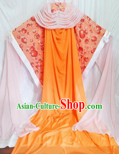 Traditional Chinese Han Dynasty Queen Orange Hanfu Dress Ancient Empress Embroidered Costume for Women