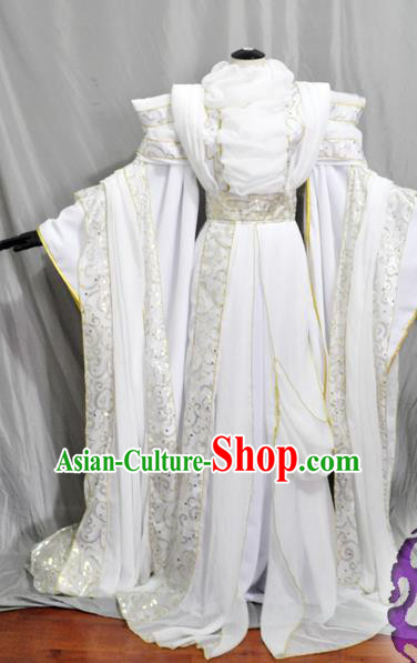 Traditional Chinese Han Dynasty Princess White Hanfu Dress Ancient Empress Embroidered Costume for Women