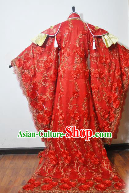 Traditional Chinese Han Dynasty Princess Wedding Red Hanfu Dress Ancient Female Knight Embroidered Costume for Women